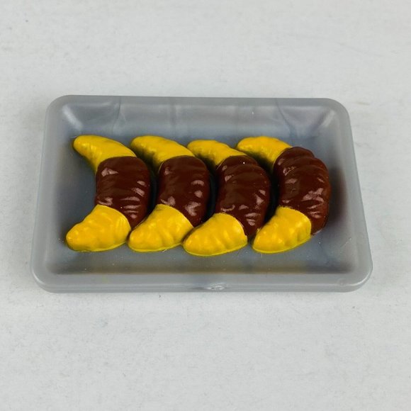 Barbie Toy Rectangle Gray Tray Chocolate Croissants Food Pretend Play Toy Kids - Picture 1 of 4